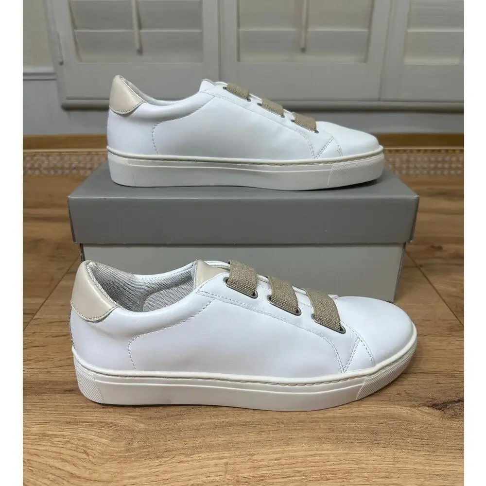 Flexx Sneak Easy Sneaker Kino Leather White Beige Size 7.5 NIB Slip On Style - Picture 3 of 15